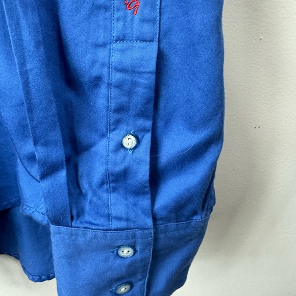 Robert Graham Size Large Blue Embroidered Button Shirt Flip Cuff - Picture 7 of 12